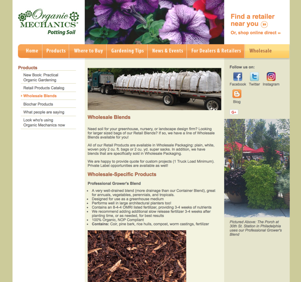 The Organic Mechanic website screenshot 6