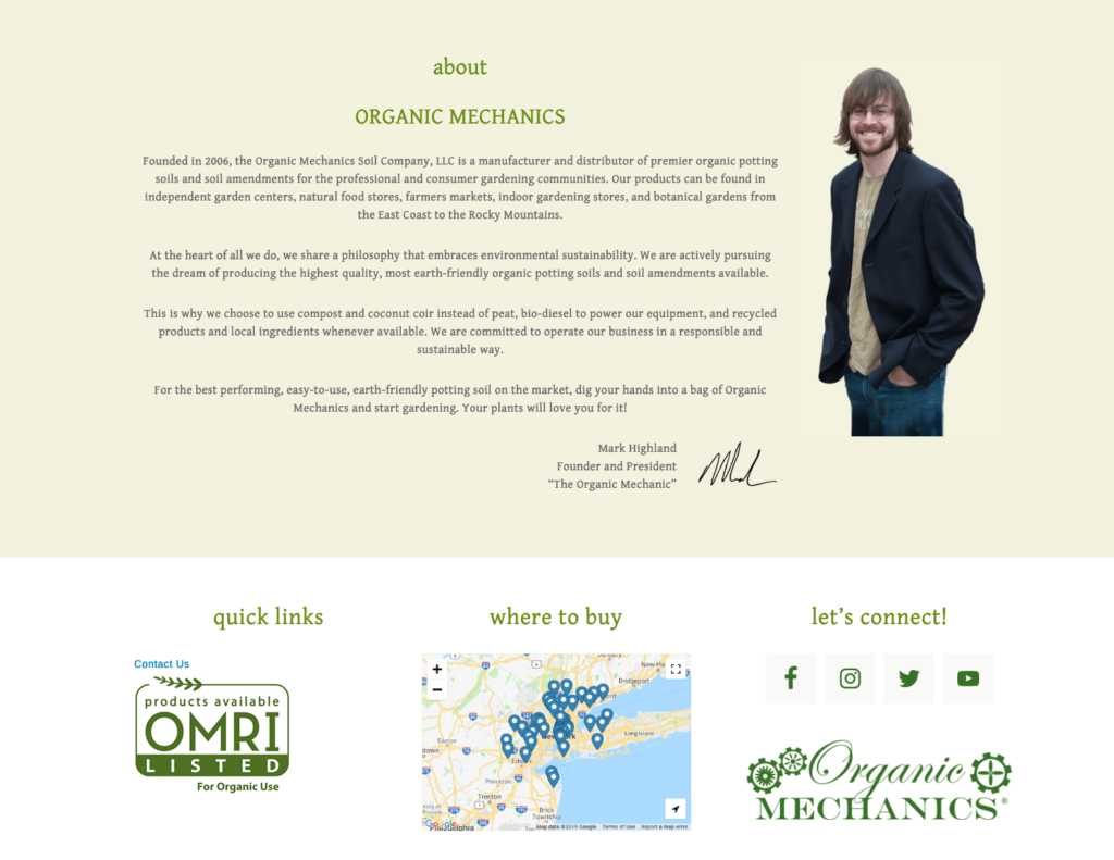 The Organic Mechanic website screenshot 1