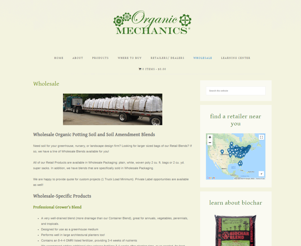 The Organic Mechanic website screenshot 5